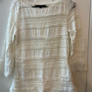 White House Black Market Textured White Blouse